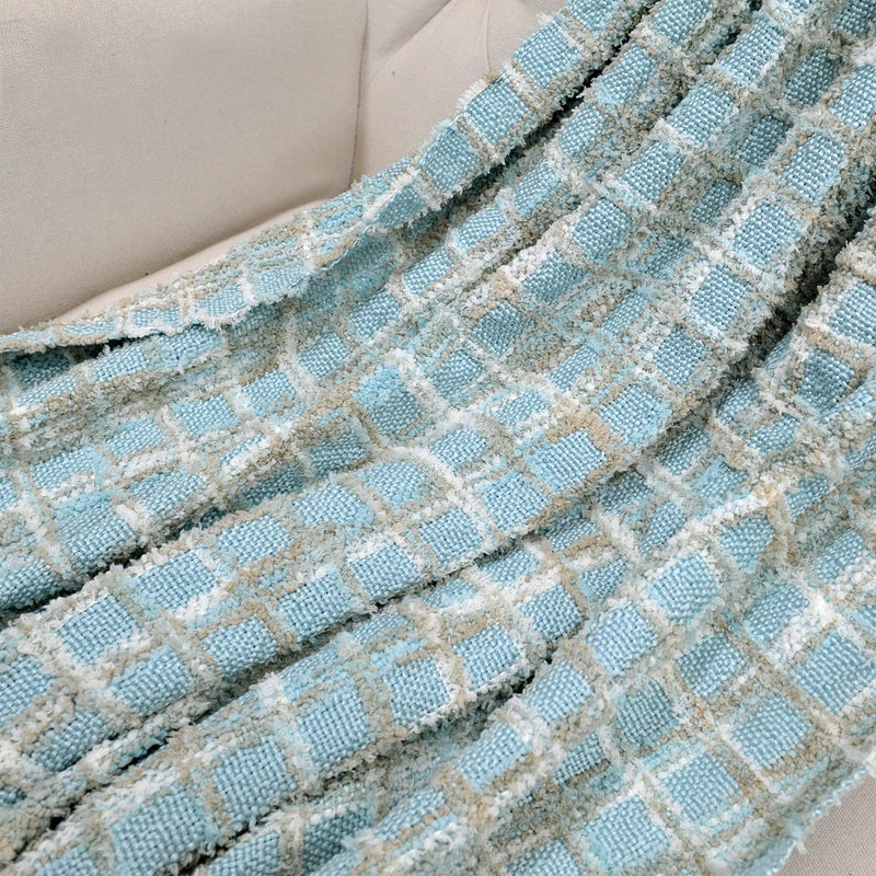 Home Soft Things Multi-Color Chenille Couch Throw Blanket, Light Blue, 50" x 60'' Soft Warm Cozy Tartan Blanket with Tassels Throw Blanket for Living Room Bed Sofa Chair DÃ©cor - Image 3